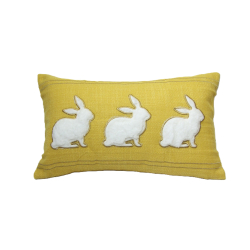 Poduszka dekoracyjna Zajączki 48x28cm Żółta